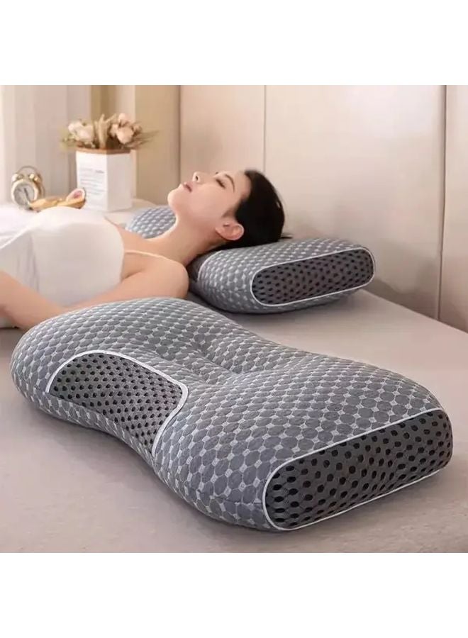 White Cervical Pillow Ergonomic Support For Sleeping Spinal Alignment Removable Washable Cover - Image 5
